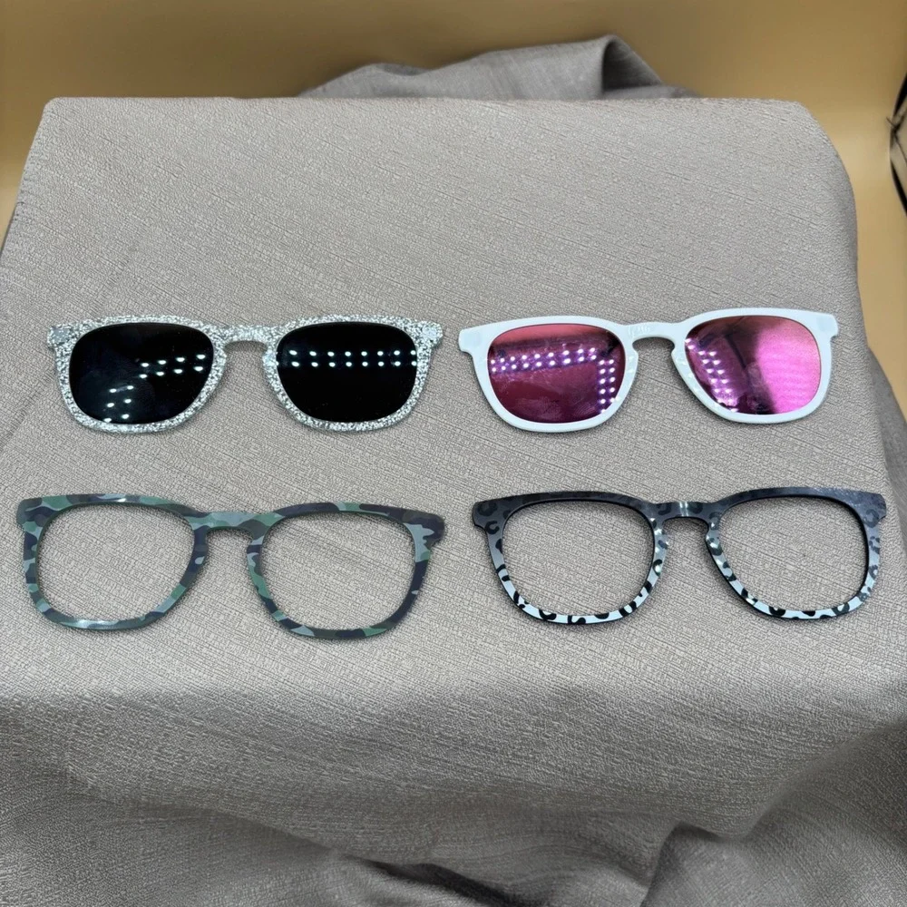 Pair Eyewear Magnetic Top Frames Bundle 4pk Pink Mirror Glitter Camo Leopard
